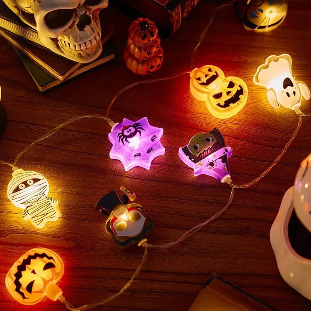 Spooky Halloween LED String Lights β Pumpkins, Ghosts & Spider Web Decor