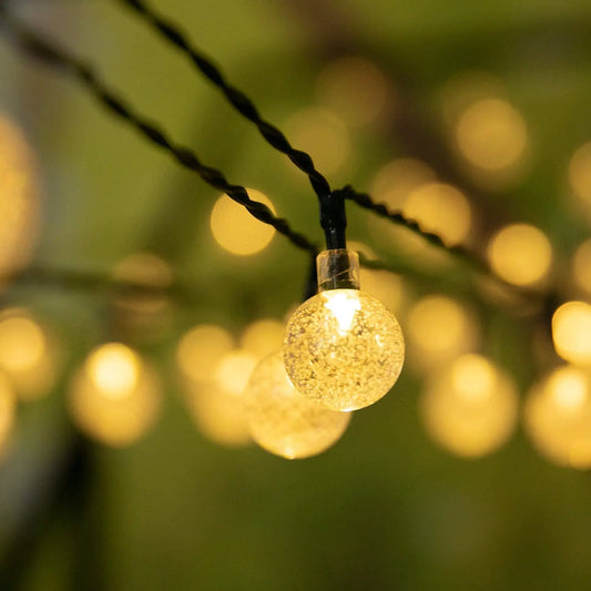Outdoor Solar Fairy Lights – 200 LED Waterproof Crystal Globe Festoon Lights for Garden & Holiday Decor