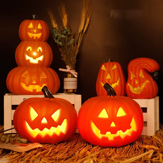 Halloween Glowing Pumpkin Decor LED Triple Layer Light up Pumpkin Decor Battery Powered Festival Theme Home Party Decorations