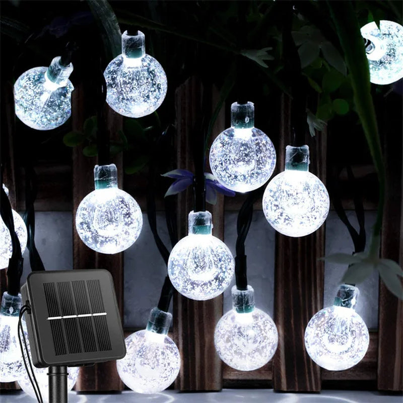 Outdoor Solar Fairy Lights – 200 LED Waterproof Crystal Globe Festoon Lights for Garden & Holiday Decor