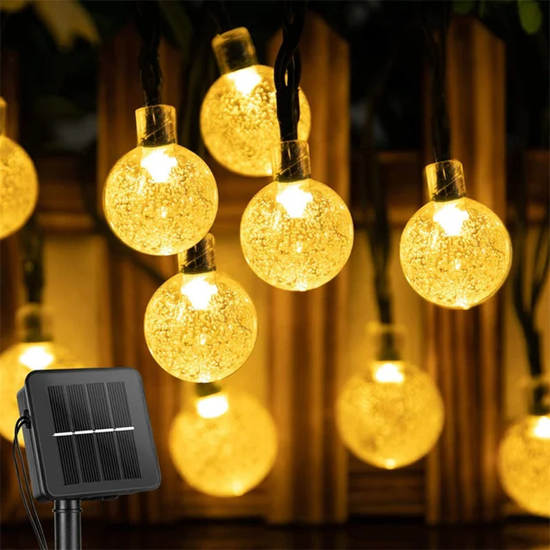 Outdoor Solar Fairy Lights – 200 LED Waterproof Crystal Globe Festoon Lights for Garden & Holiday Decor