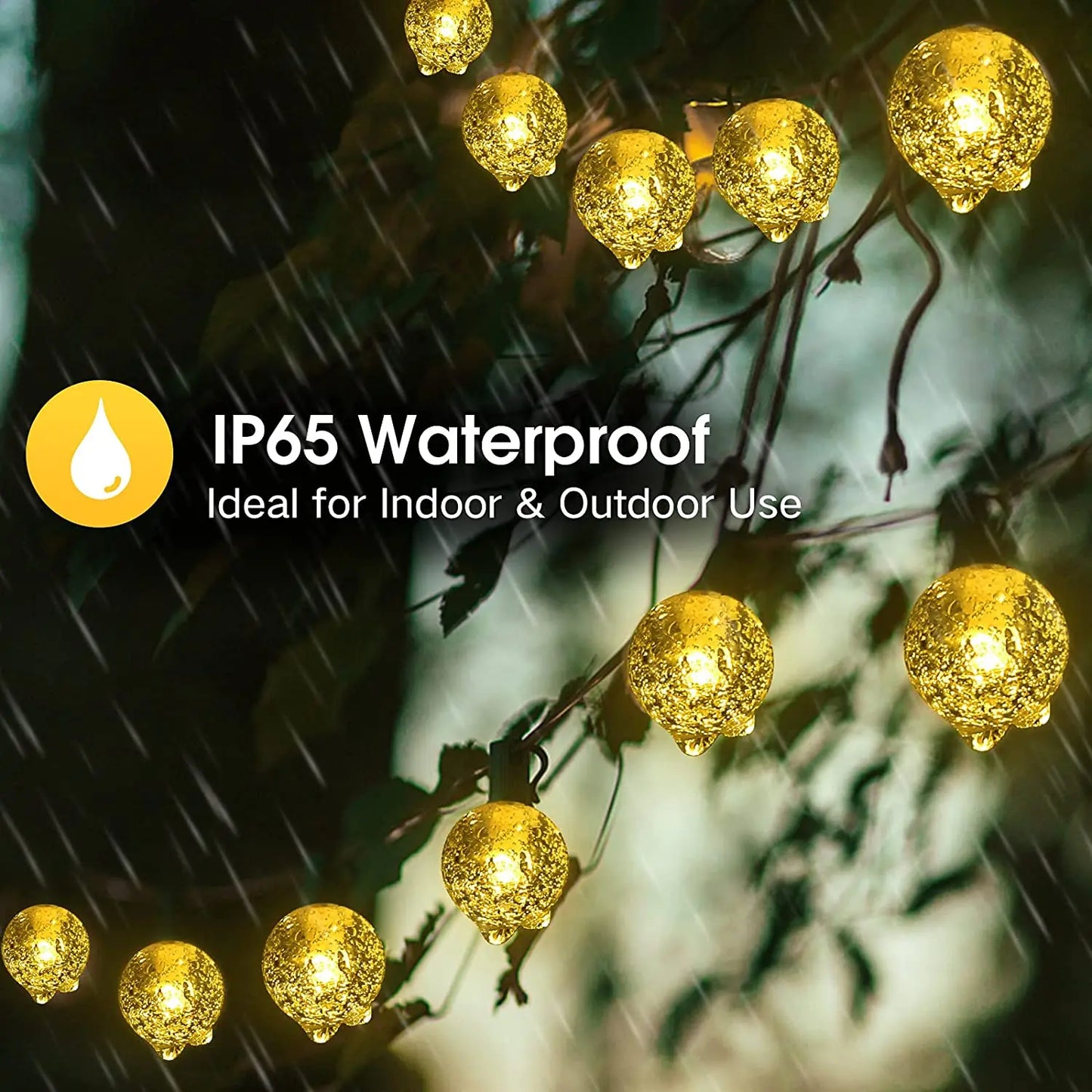 Outdoor Solar Fairy Lights – 200 LED Waterproof Crystal Globe Festoon Lights for Garden & Holiday Decor