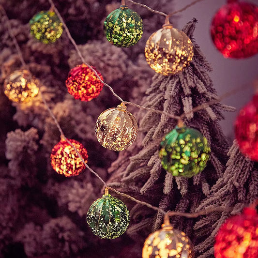 🎄 Colorful LED Christmas Ball String Lights – Festive Hanging Decor for Windows & Living Rooms
