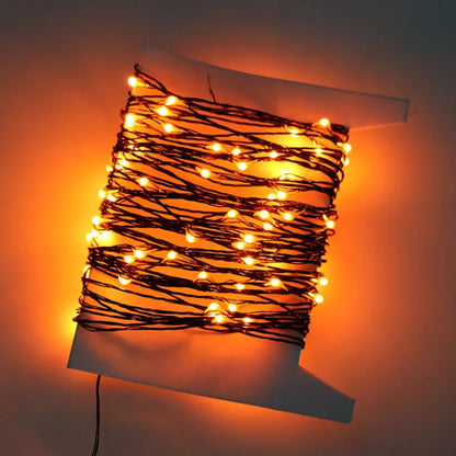 30M 300 LED Halloween Fairy Lights – Orange on Black Wire