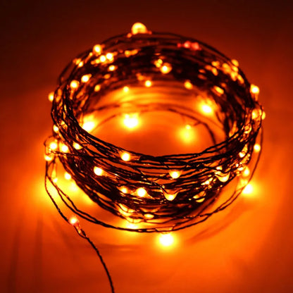 30M 300 LED Halloween Fairy Lights – Orange on Black Wire