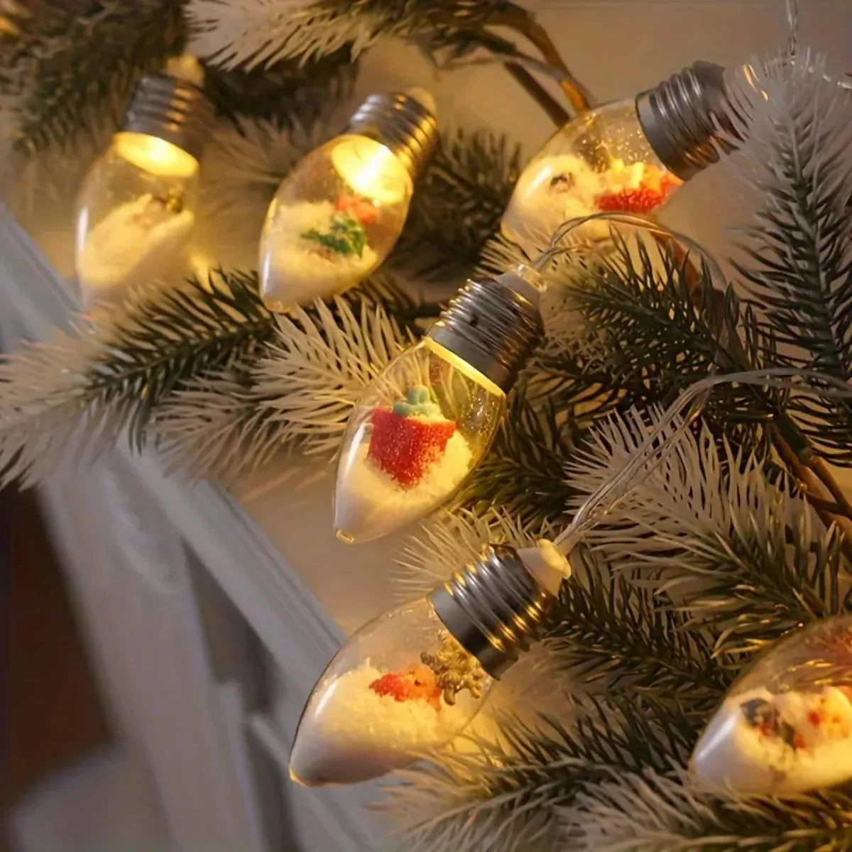 Christmas Snowball LED String Lights – Santa, Snowman & Tree Decorations