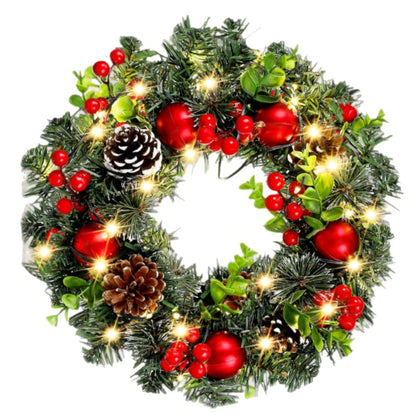LED Red Christmas Wreath with Berries 