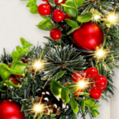 LED Red Christmas Wreath with Berries 