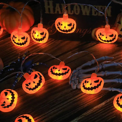 Spooky Halloween LED String Lights – Pumpkins, Ghosts & Spider Web Decor