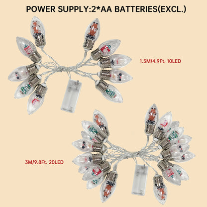 Christmas Snowball LED String Lights – Santa, Snowman & Tree Decorations