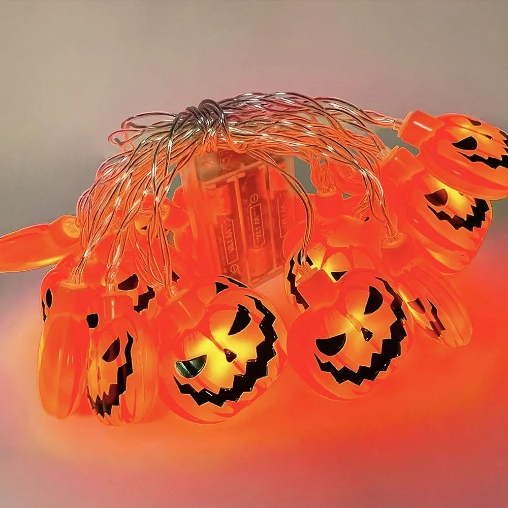 Spooky Halloween LED String Lights – Pumpkins, Ghosts & Spider Web Decor