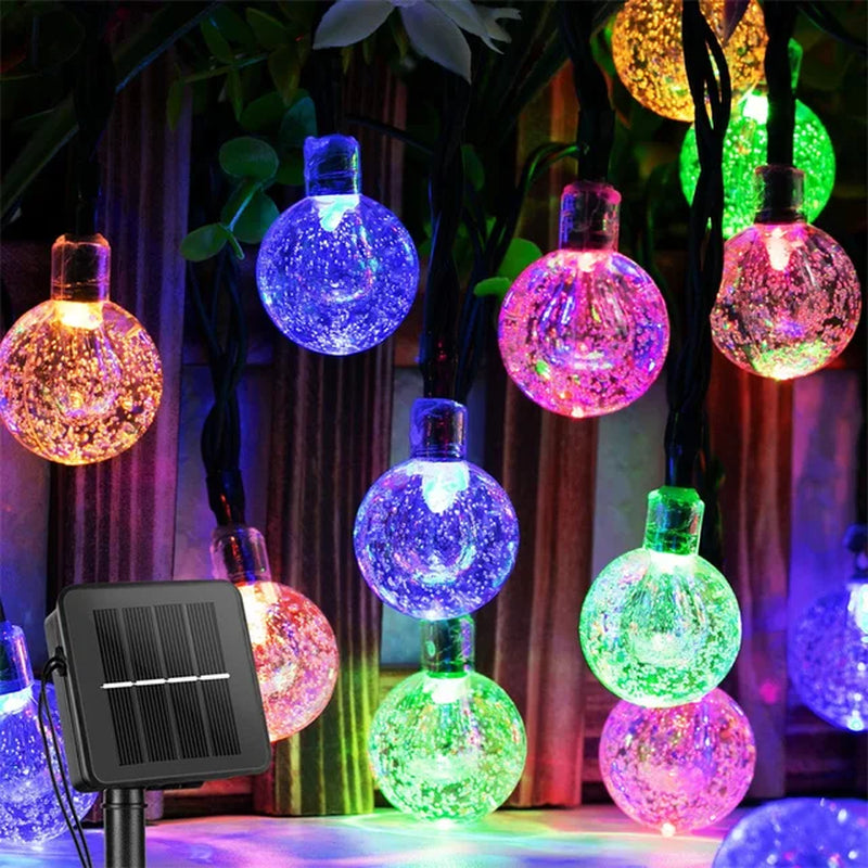 Outdoor Solar Fairy Lights – 200 LED Waterproof Crystal Globe Festoon Lights for Garden & Holiday Decor